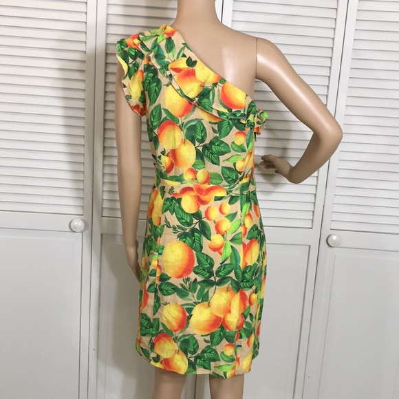 NWT Farm Rio Orange Sands One Shoulder Linen Dress Medium - Picture 10 of 16